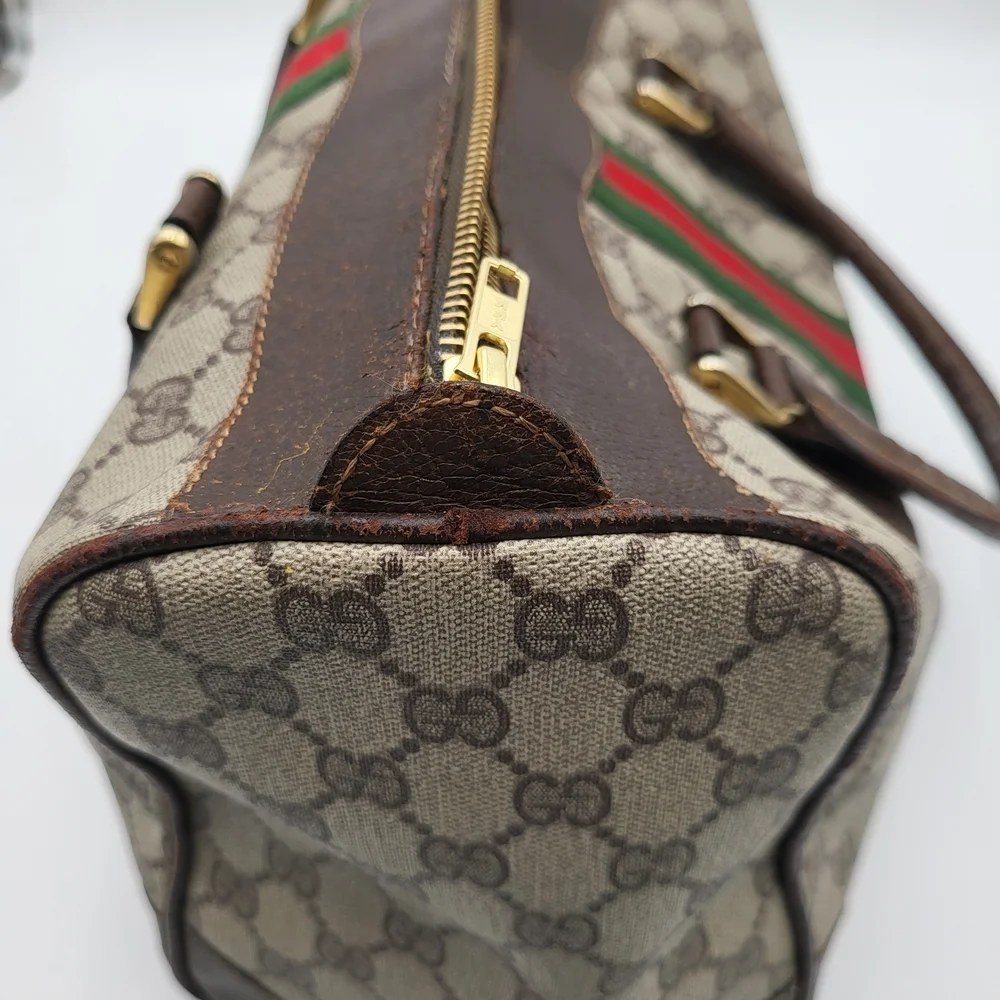Gucci Vintage GG Supreme Sherry Line Boston 35 Bag..Auth.